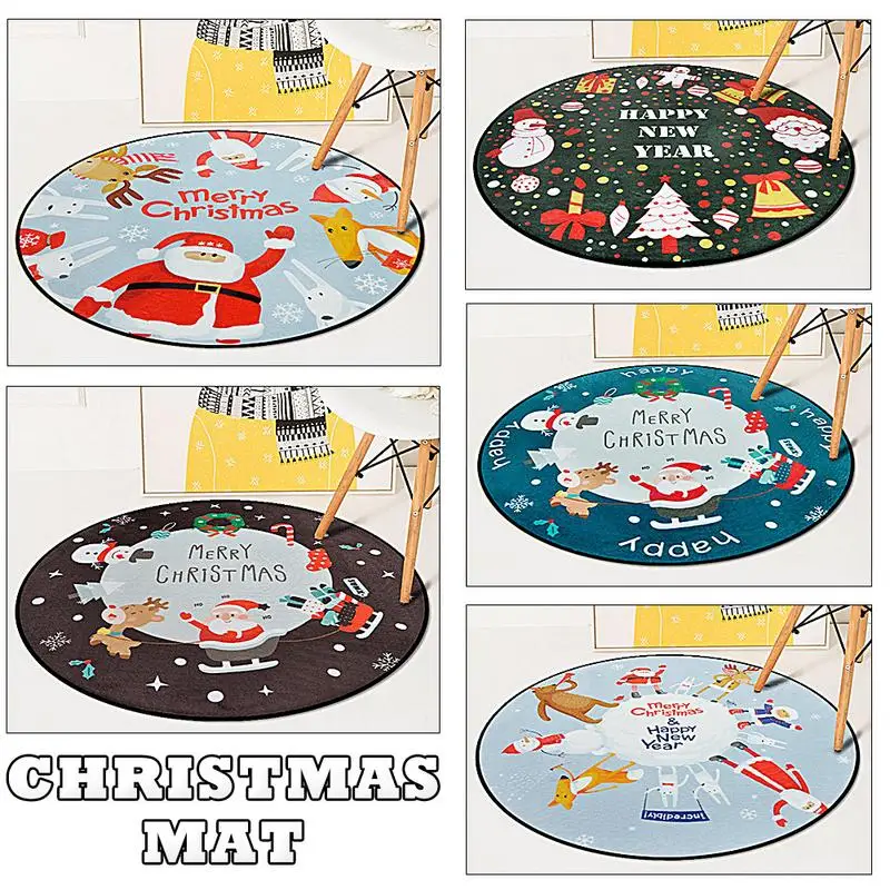 

New 60/80 Diameter Christmas Round Carpet Rug Play Tent Area Rug Cloakroom Carpet Computer Chair Floor Mat For Living Bedroom