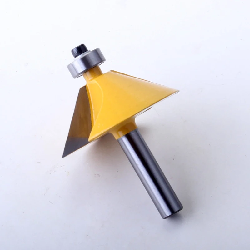 1pc 8mm Shank High Quality Large 45 Degree Chamfer & Bevel Edging Router Bit Wood Cutting Tool wood