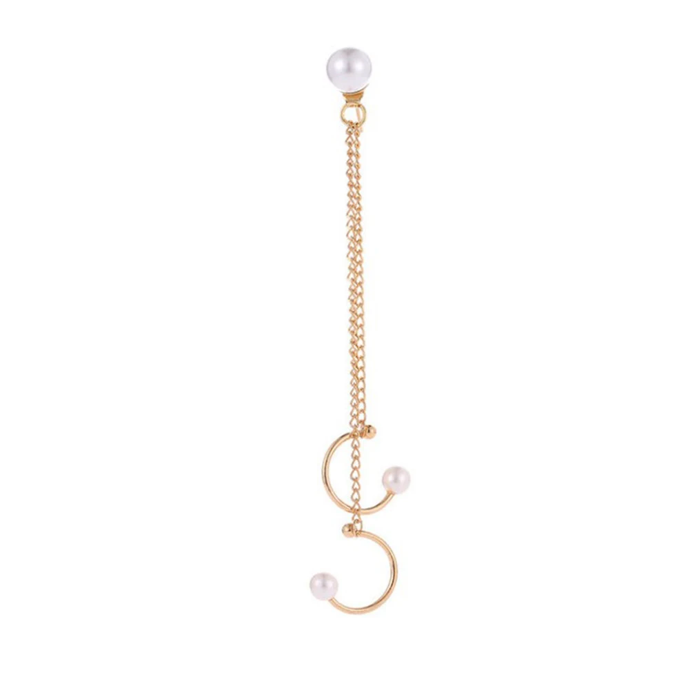 

Simple Tassel Chain Imitation Pearl Earrings In Ear Cartilage Punk Style Gold Ear Cuff Ear Bone Clips Earring Jewelry For Gifts