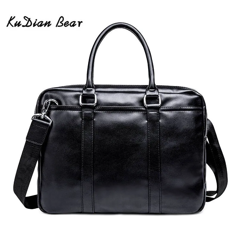 

KUDIAN BEAR Brand Men Briefcase Leather Bags Handbags Office Bags for Mens Shoulder Bag Men Leather Laptop Bag BIG010 PM49