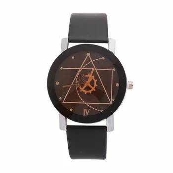 

Luxury Watch Geometric Gear Leather Watch Couple Quartz Analog Watch