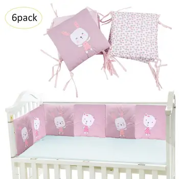 

Pink Lovely Baby Girl Rabbit Padded Mesh Crib Bumper Pad Thickness Cotton Infant Room House Fence Cushion Bedding Bumper