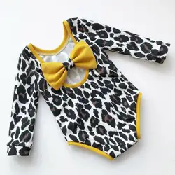 Комбинезон для новорожденных девочек, комбинезон с бантом, летняя одежда с леопардовым принтом