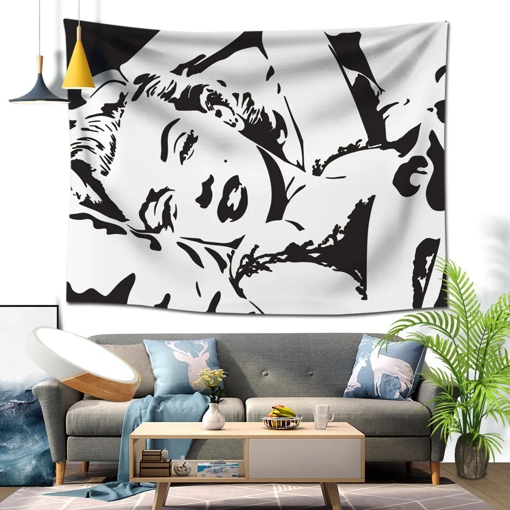 Картина с мандалой "Мэрилин Монро" гобелен, ковер, ковер, настенный, плюс длинный Чехол на стол, хиппи, гобелены, домашнее искусство