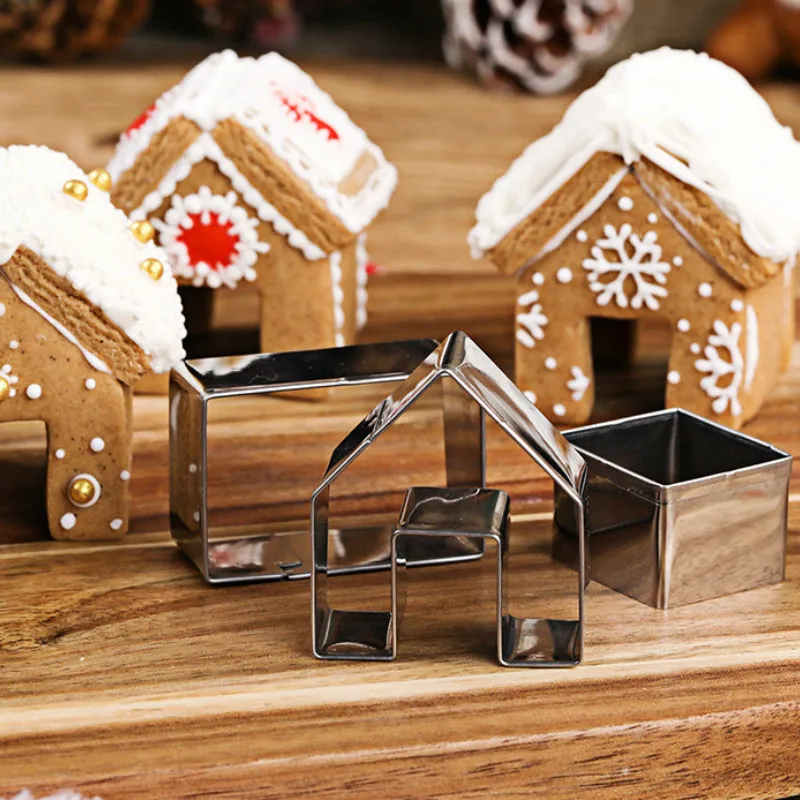 

3 pieces. a set of cutlery 3d's house mould diy cake mold cake the cake tools