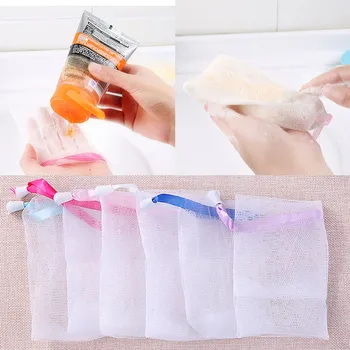 

6PCS Mesh Soap Bubble Foaming Pouch Net Bag for Shower Soap Face Cream Shower Gel Shampoo Random Color
