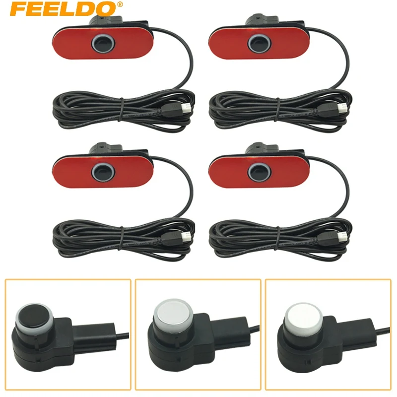 

FEELDO 1pc Car 16.5mm Original Parking Flat Sensor With 2.5m Line Car Radar Parktronic Assistance