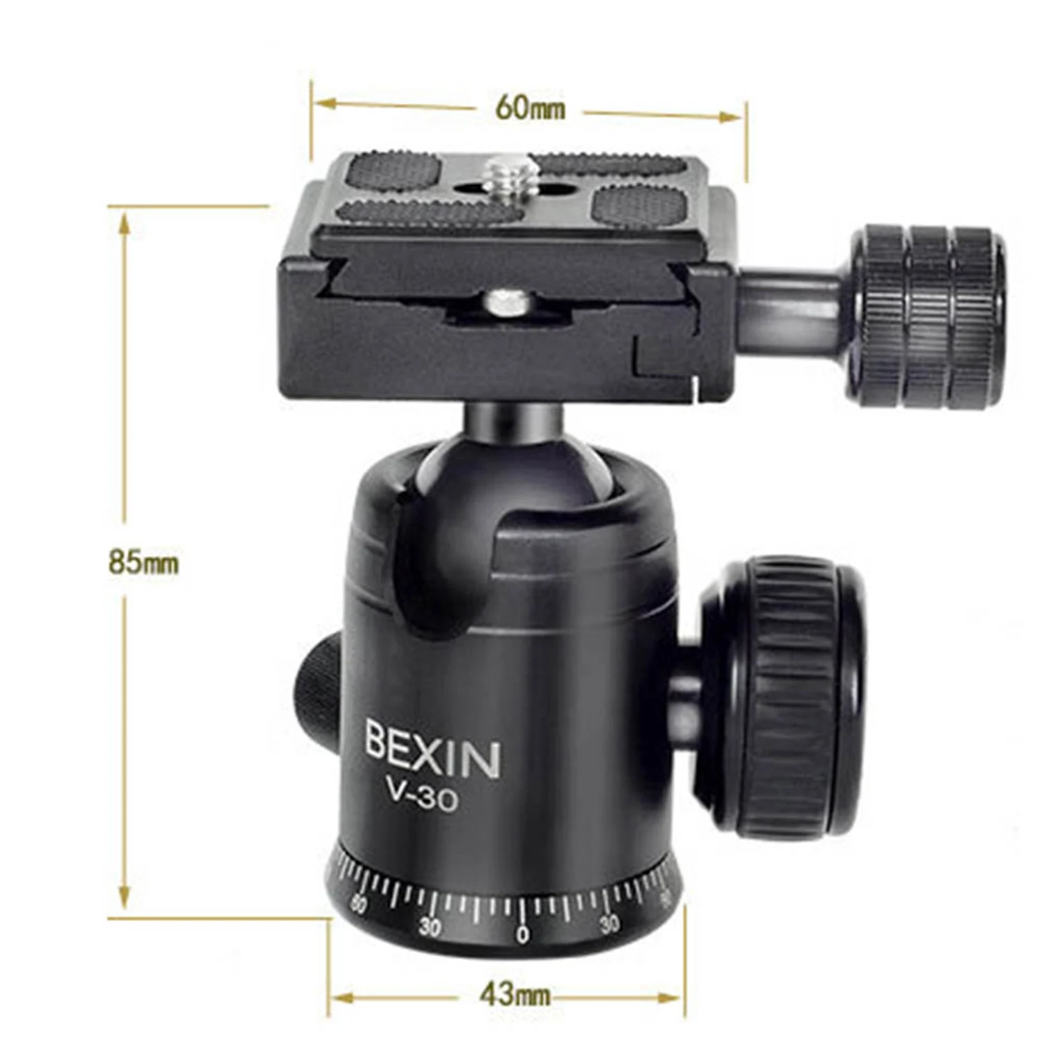 Bexin V-30 вращающаяся на 360 градусов портативная мини-камера видео Шаровая штативная головка с 1/4 дюймовой резьбой БЫСТРОРАЗЪЕМНАЯ пластина для Manf