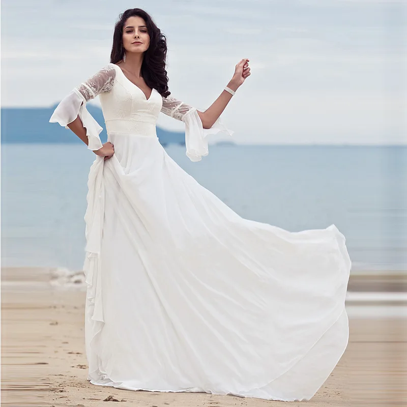 

2019 Women Beach Dress White Lace Sleeveless A Line Long Dress Elegant