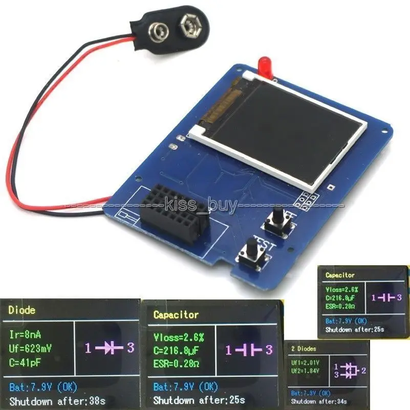 1 8 TFT LCD тестер транзисторов диодный Триод измеритель емкости LCR ESR NPN