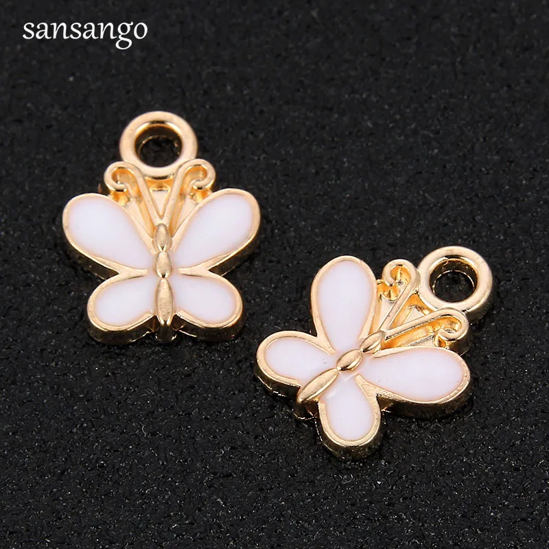 

10pcs White Color Enamel Butterfly Drops Of Oil Alloy Charms Pendant For Women Girls DIY Jewelry Bracelet&Necklace Accessories
