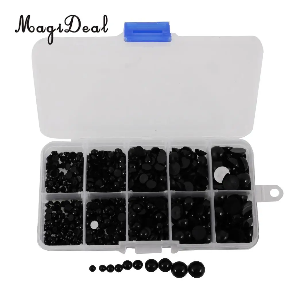 MagiDeal 760 Pieces Round Flat Black Eyes Safety Plastic Eyes for Dolls