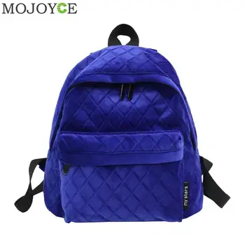 

Mini Plaid Velvet Backpacks Fashion School Travel Bags for Women Elegant Girls Pure Color Casual Zipper Shoulder Bags
