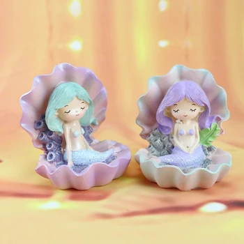 

Mermaid Figurine Purple Birthday Cake Decor Kid Toy Home Decor Creative Resin Mermaid Statue Model