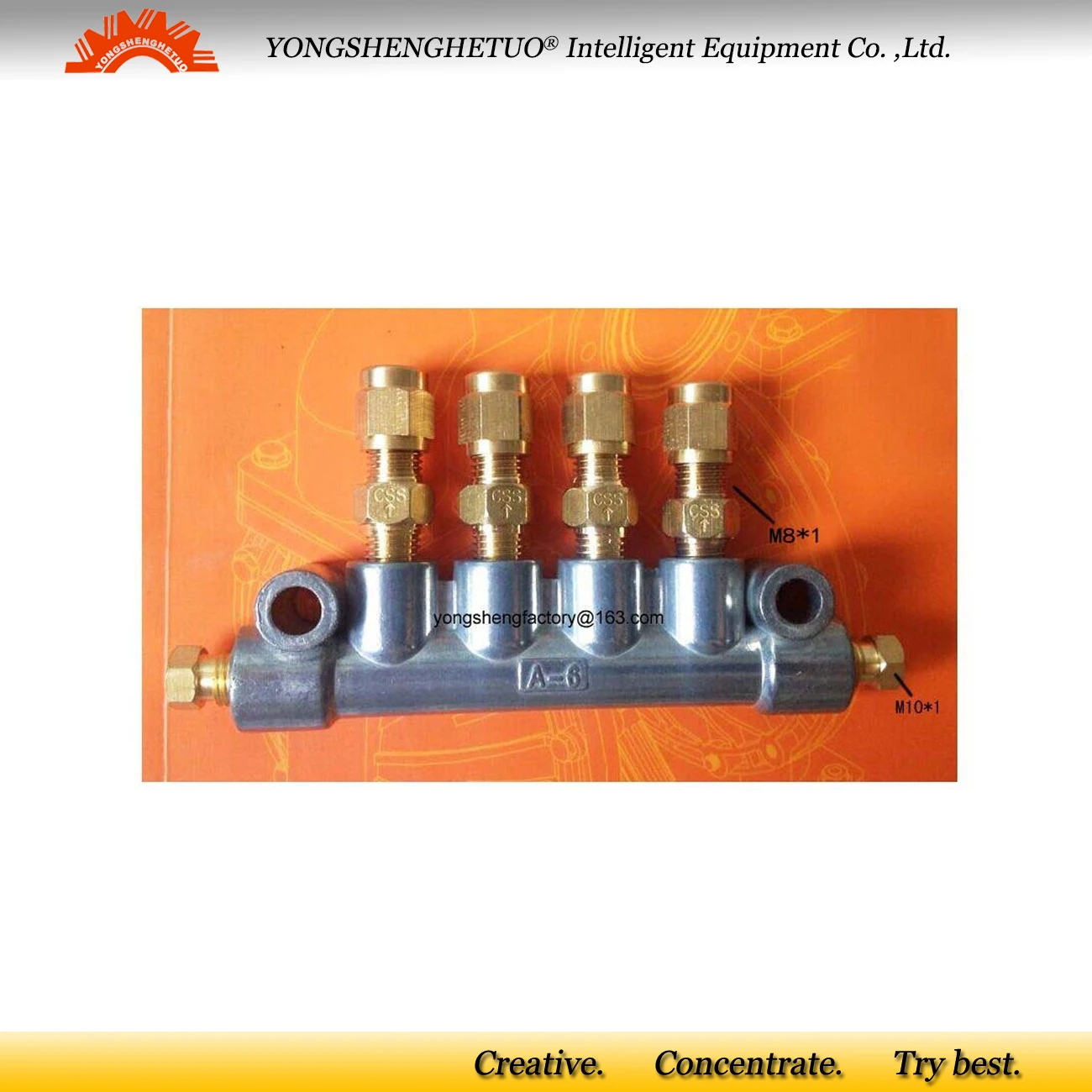 

Lubrication oil distributor resistance separator valve 4 M8*1 outlets M10*1 inlet junction block+oil flow metering unit CSS