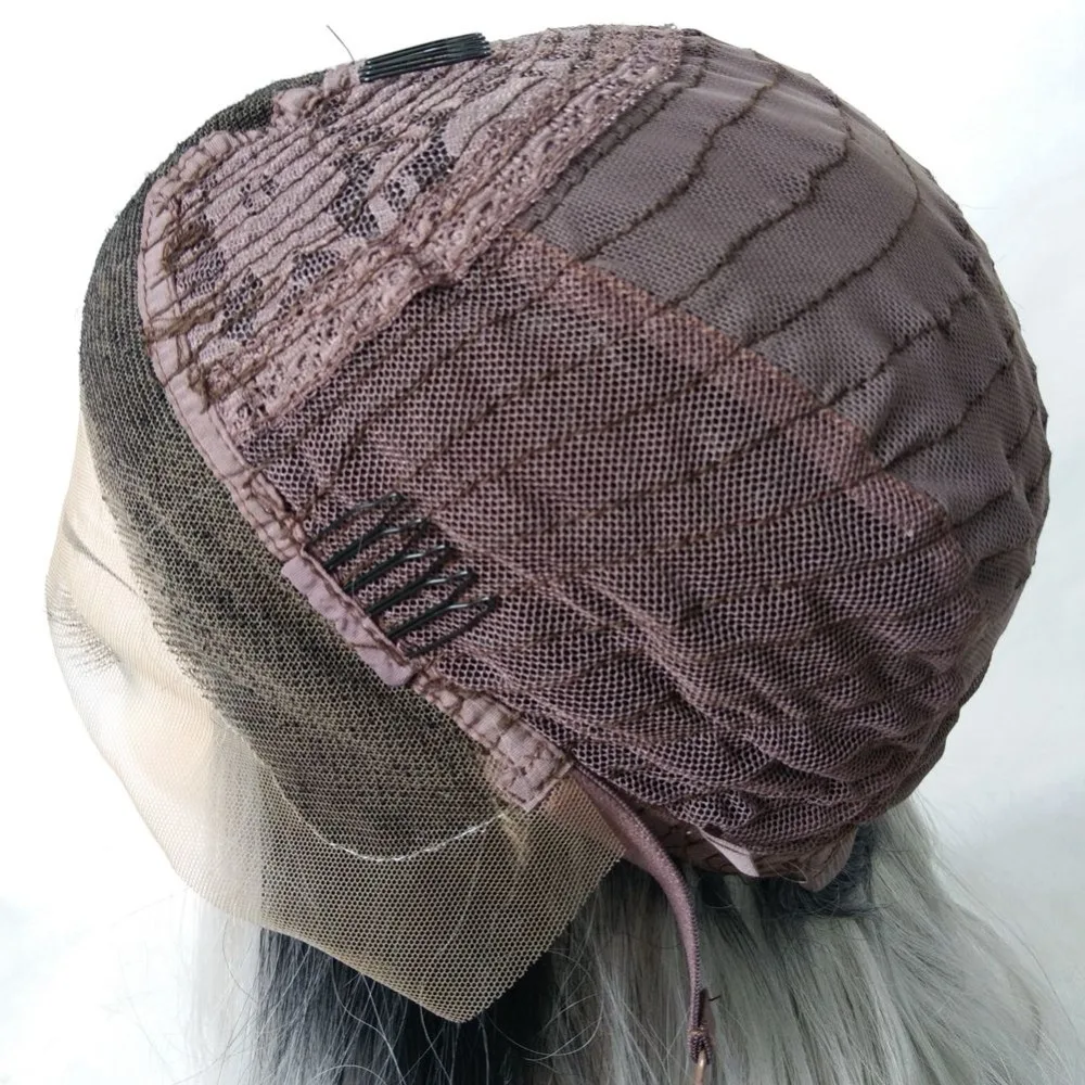 MRWIG Real Hair Looking Dark Pink Long Afro Kinky Curly Synthetic Lace Front Middle Part Afro Natural Wigs for Women