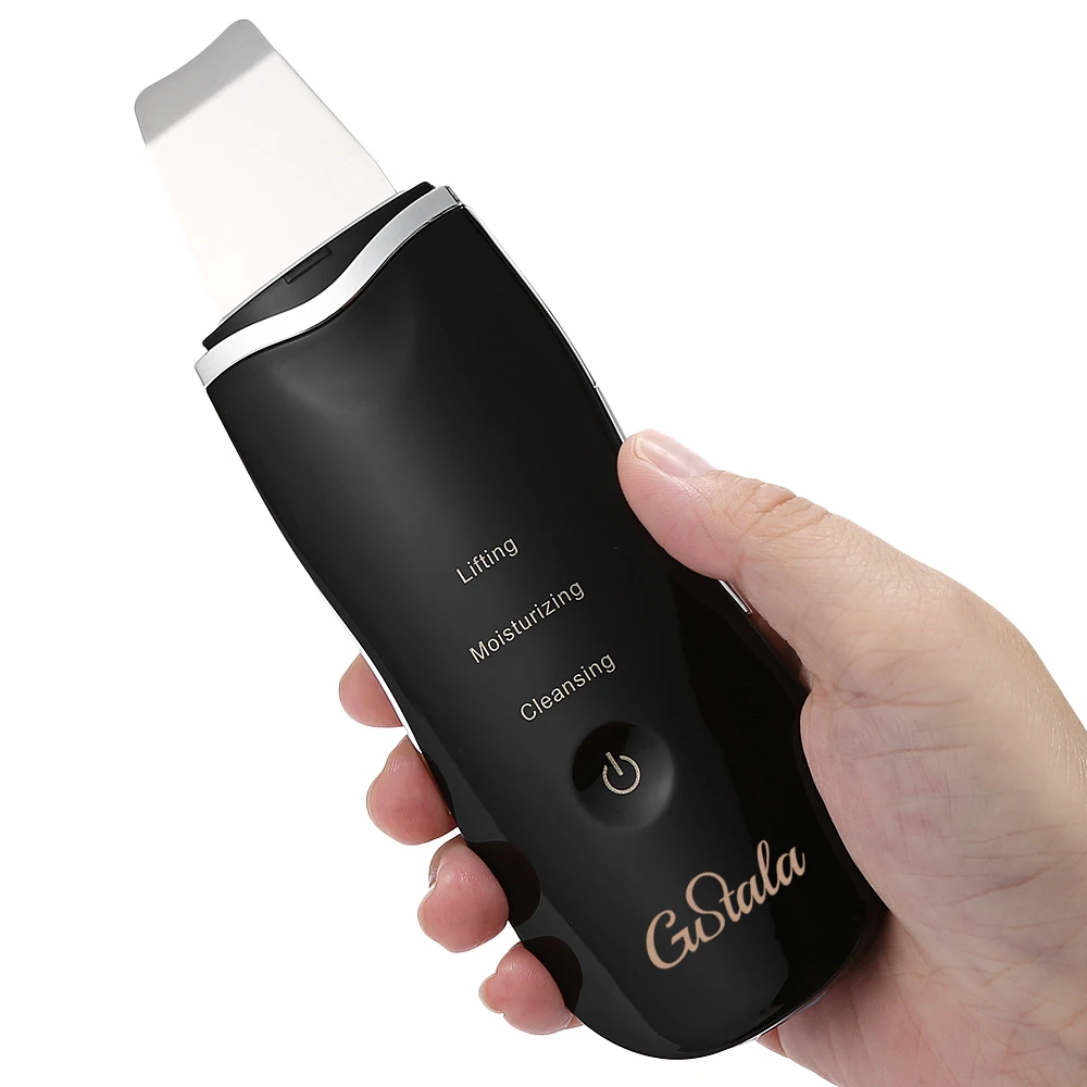 

gustala Rechargeable Ultrasonic Face Skin Scrubber Facial Cleaner Peeling Vibration Blackhead Removal Exfoliating Pore Tool