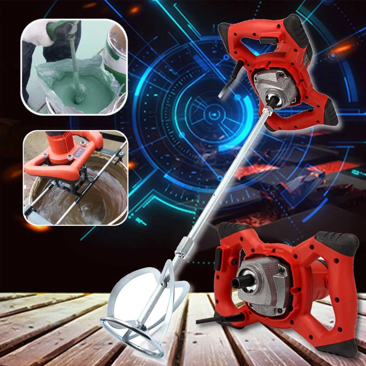 

1500W 6 Speed Electric Mortar Mixer Dual High Low Gear Paint Cement Grout Rotary Mixing Machine Concrete Plaster Power Tools