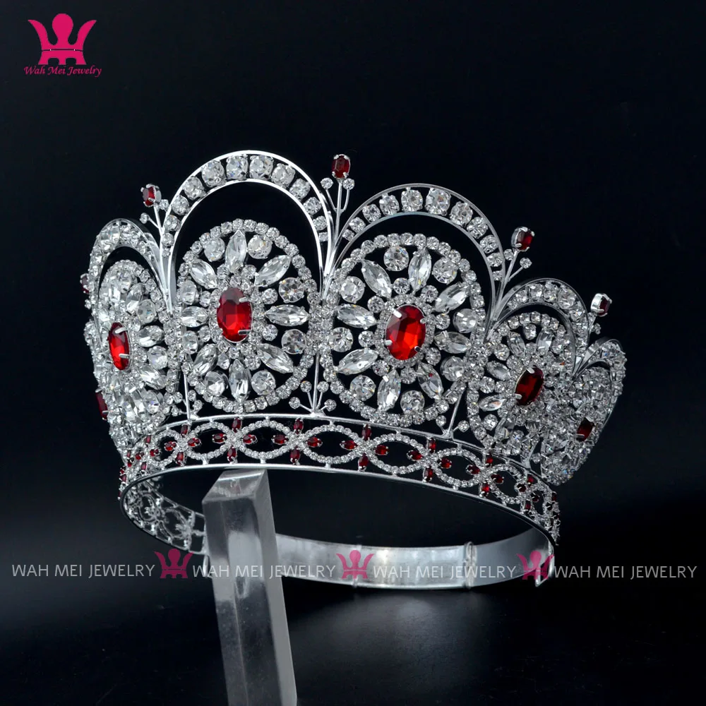 Mo249 высококачественные короны круглые круги красный камень смешивание ручной работы Hairdress регулируемая повязка Miss Universe Pageant Crown