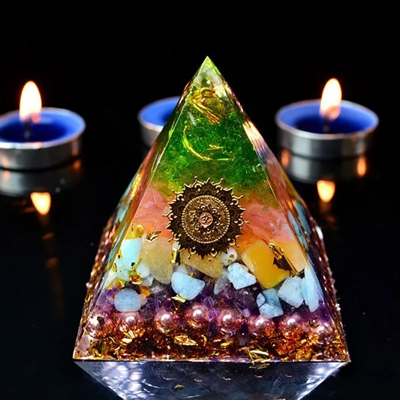 Orgonite Ариэль аура Хрустальная пирамида Анахата чакры прозрачное ювелирное