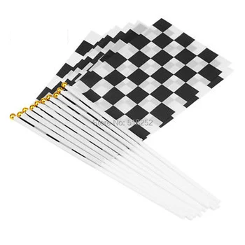 

Checkered Black and White Hand Waving Flag Mini Banner Ployester Printed 14x21cm 50pcs Sports Home Decoration,free shipping