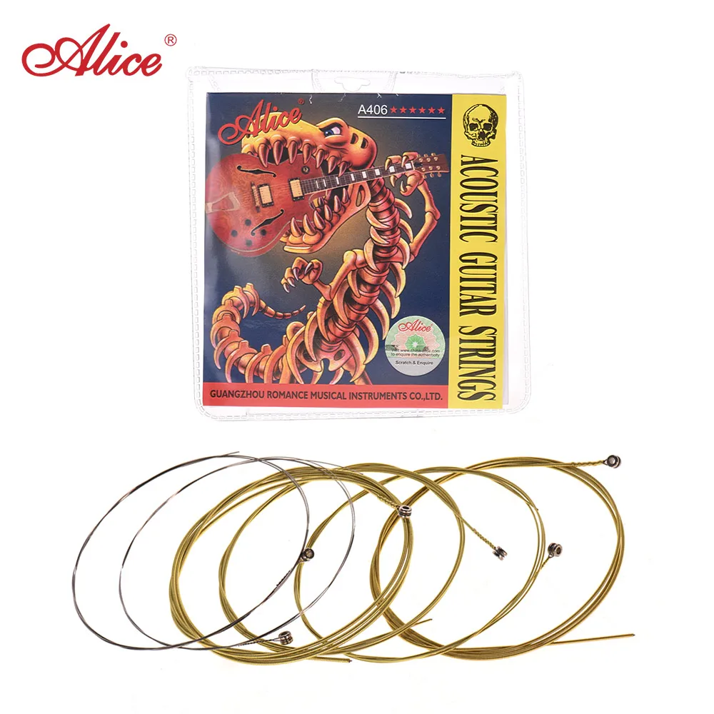 Alice A406 Series 6pcs Acoustic Guitar Strings Folk String Set Stainless Steel Wire Core Coated Copper Alloy Wound | Спорт и