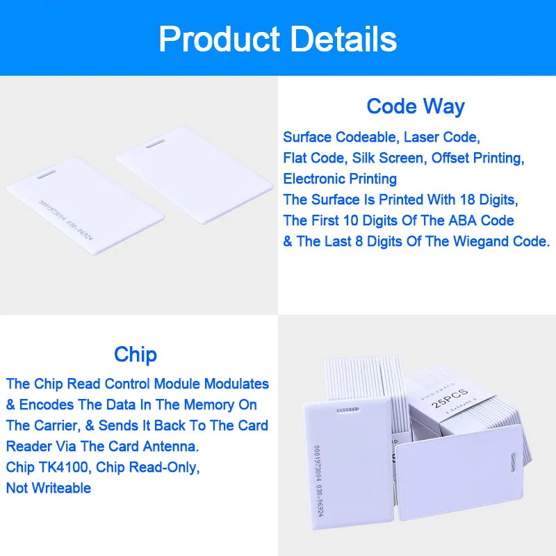 20pcs Proximity Card EM4100 Tk4100 125khz 1.8mm Access Control Smart Card Keyfob Tags Sticker Key Fob Token Ring Key RFID Card