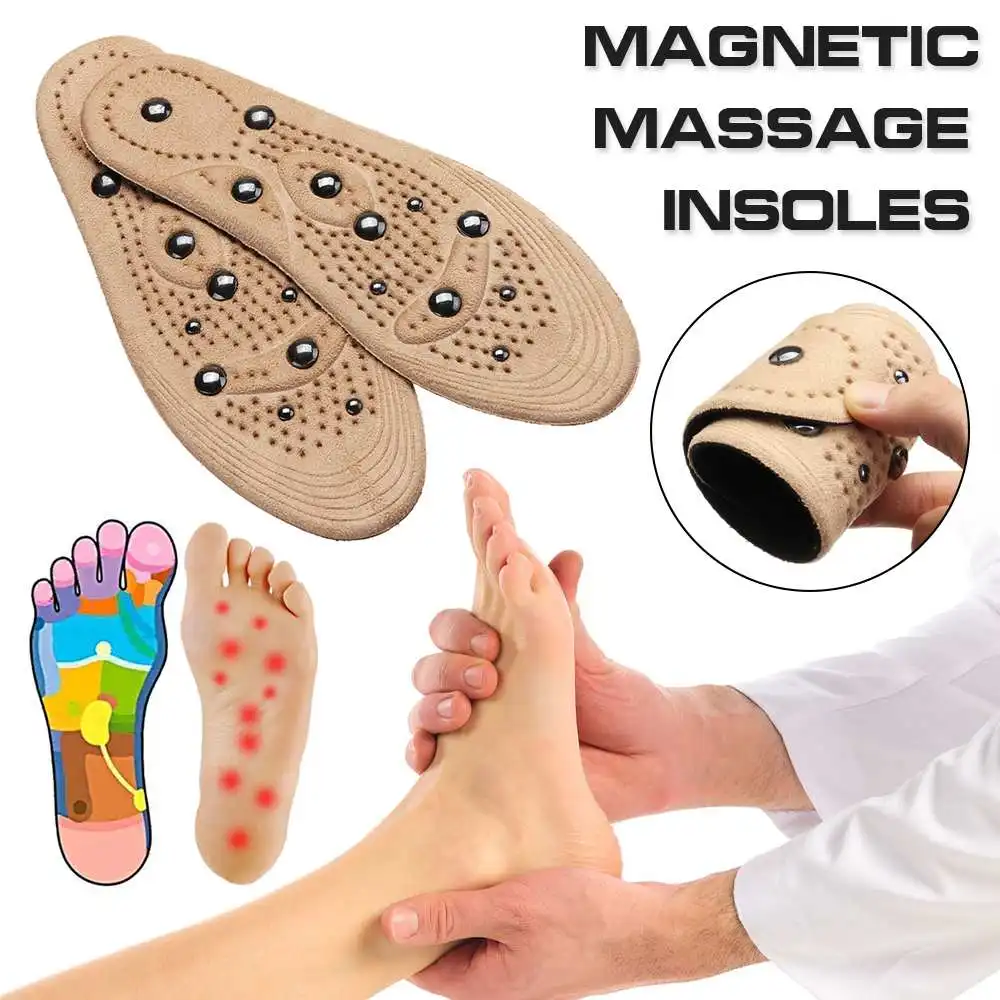 

1 Pair Magnetic Therapy Women Men Suede Insole Anti Fatigue Insoles Unisex Adjustable Insert Pad