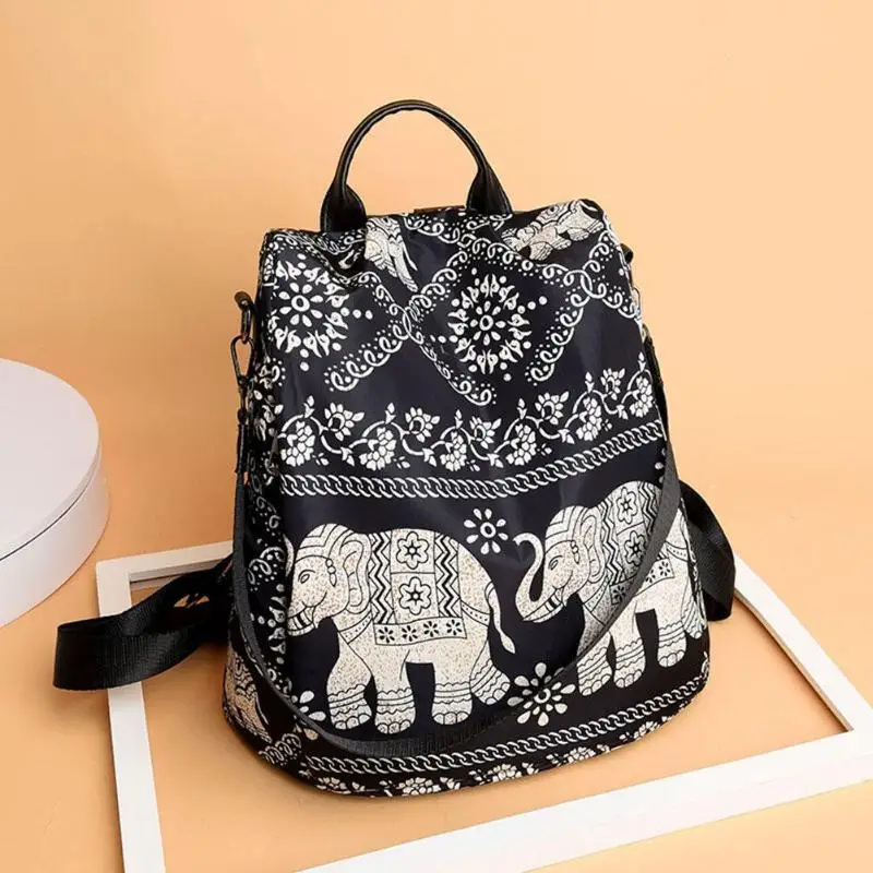 

Large Capacity Oxford Backpack Women Elephant Tree Print Anti-Theft Casual Fashion Multifunctional Travel School Shoulder Bag