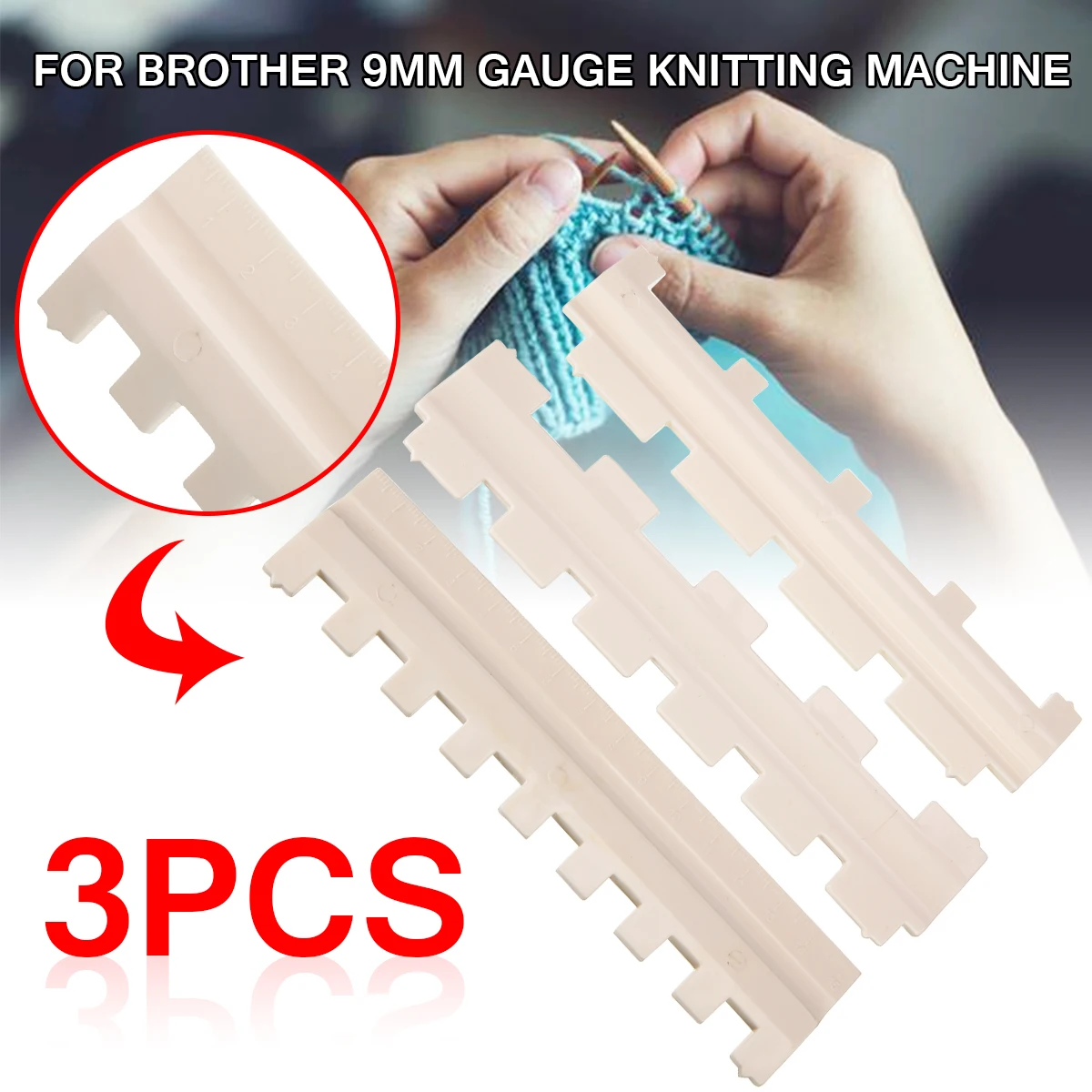 

1 Lot 3pcs Needle Pusher 1/1, 2/1 1/2, 1/3 3/1 Knitting Accessories for Brother 9mm Gauge Knitting Machines