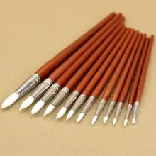 12 шт тонкая красная жемчужная деревянная краска акриловая Акварельная масляная краска кисти для художников