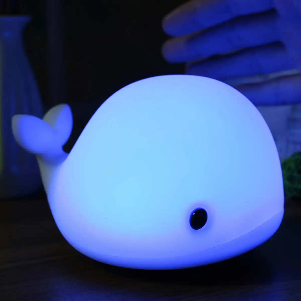

Cute Dolphin USB Rechargeable Night Light Baby Whale Multicolor LED Light silicone Pat Lamp Bedside Touchable ornaments Crafts