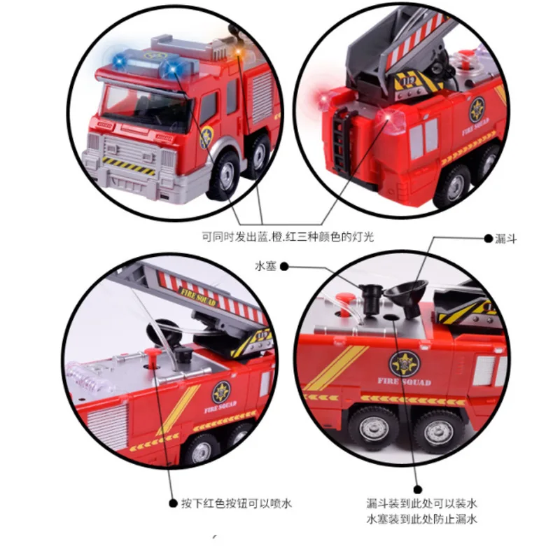 Activities Children's Toys Fire Truck Wholesale Electric Universal with Light Can Spray Simulation Remote Control Car Toys