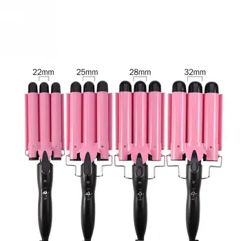 

Fashionable Ceramic Triple Pipe Hair Curler Egg Roll Hair Barber Styling Tools Curling Iron Deep Wave Curler Hair Waver