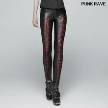 Готический выдалбливают эластичный женской красоты тонкий сексуальный темные леггинсы в стиле панк Модные дьявол следы Для женщин черные брюки Punk RAVE K-342