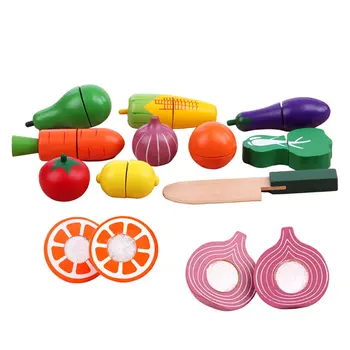 

19 Pcs Wooden Magnetic Miniature Food Vegetable Fruit Pretend Play Role Playing Game Educational Toys for Children Kids Toddler