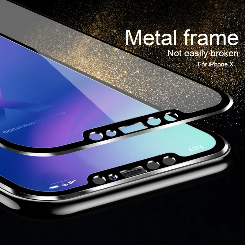 3D изогнутый металлический сплав край Полное покрытие закаленное стекло для iPhone X XS MAX XR 10 iPhone защитная пленка