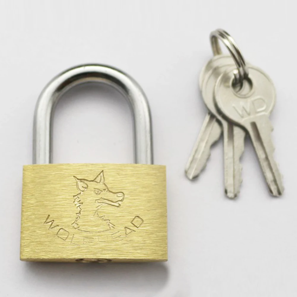 

1Pc Copper Padlock With 3 Keys Brass Padlock Wolf Travel Luggage Suitcase Gate Lock 20mm 25mm 30mm 40mm
