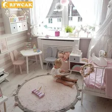 RFWCAK, круглый ковер, детские коврики для игр, детский коврик для ползания в спальню, детские мягкие ковры для гостиной, хлопок, домашний декор