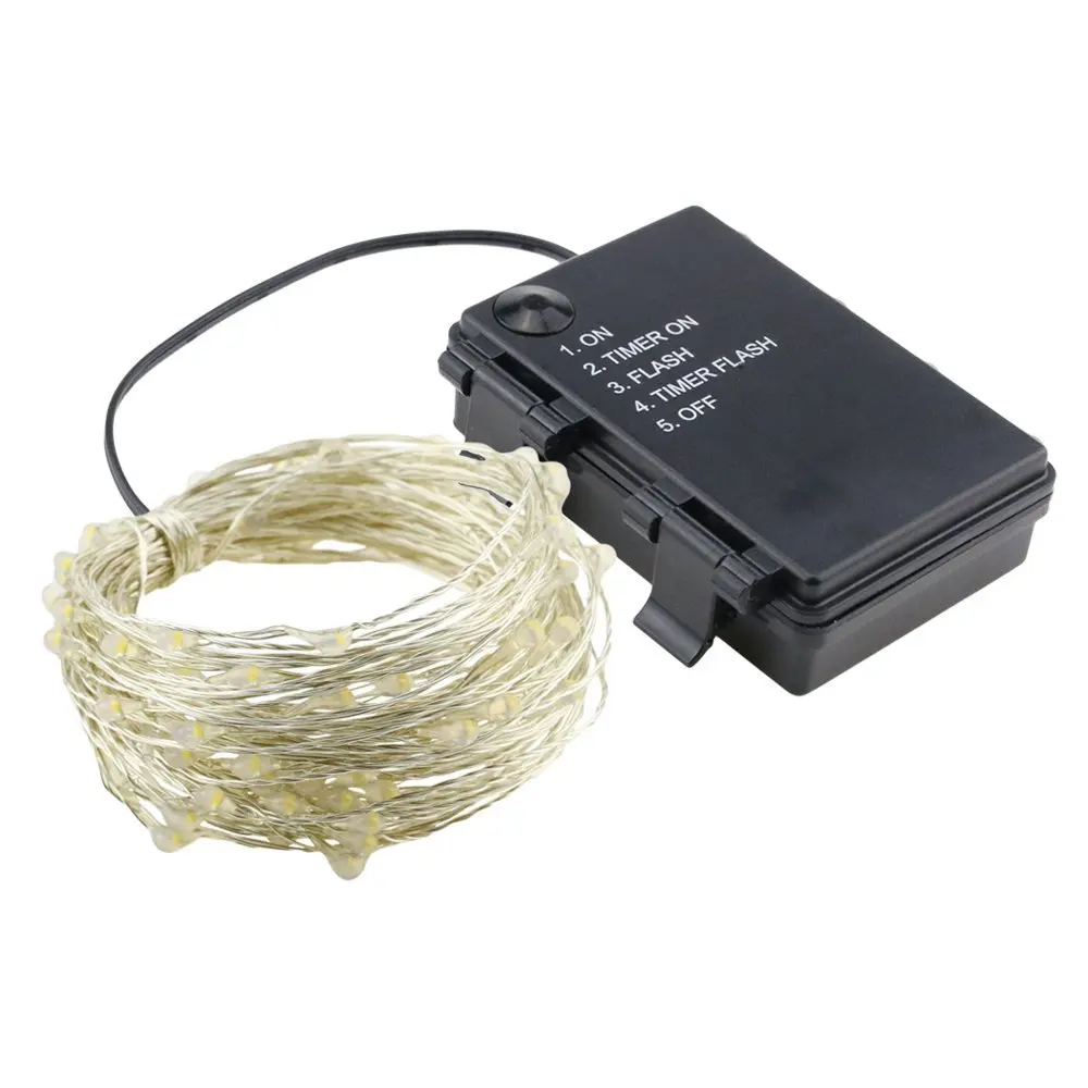 

LED Fairy Light Waterproof 20M 200LED Battery Powered Silver Wire LED String Light Timer Function D25
