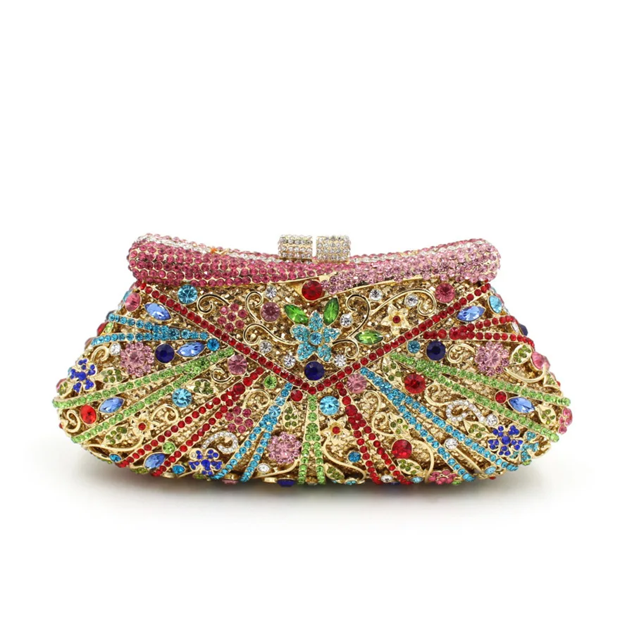 

Party Clutches Luxury Heavy Metal Rhinestone Handbags Lady Purse Wedding Program Celebration Music Concert Evening Date Bags