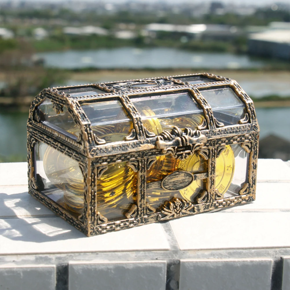 

Plastic Container Storage Box Transparent Pirate Treasure Box Crystal Gem Jewelry Box Storage Makeup Organizer