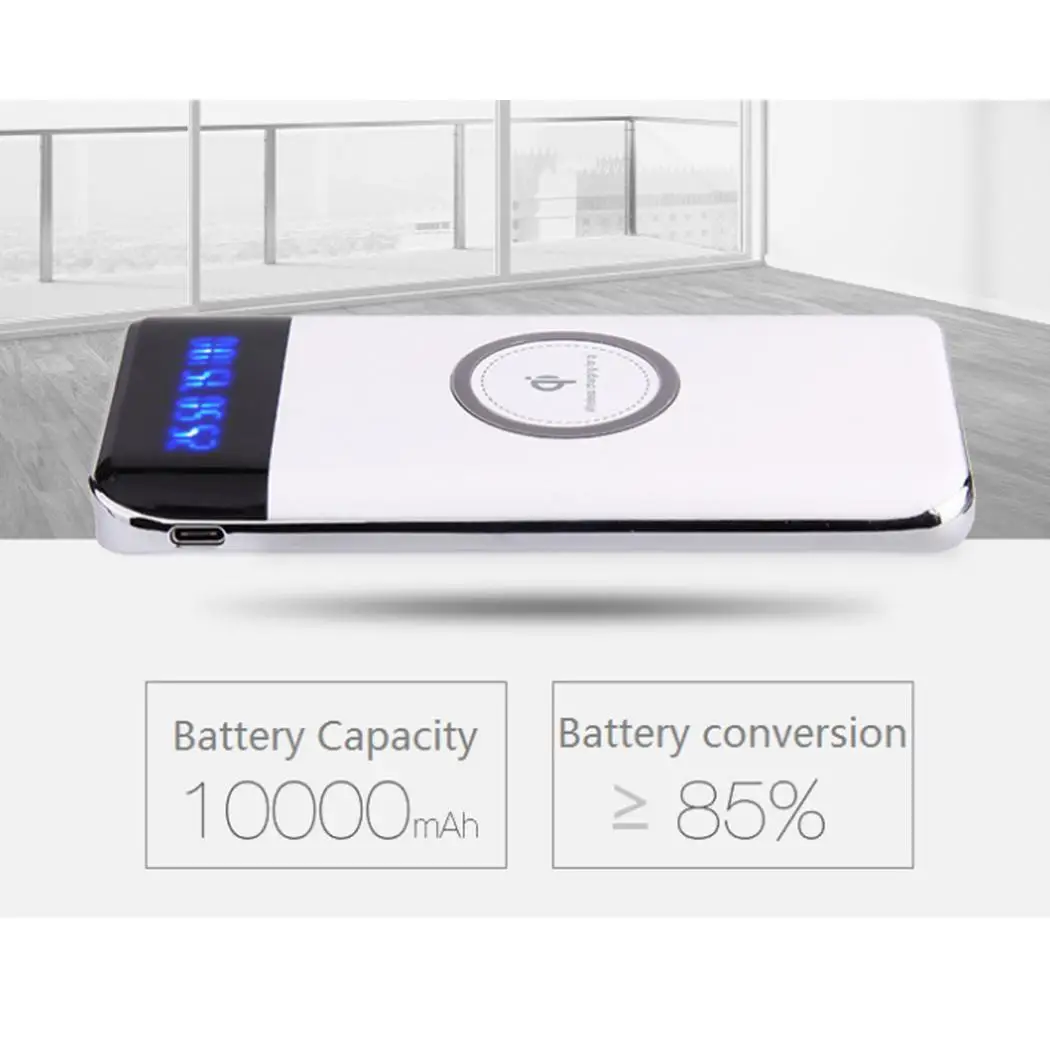Portable Wireless Charger 10000Amh USB Digital Power DC 5V 1A Bank QI DC 5V 2.0A 5V/1.0A 5W 10000mAh Portable Wireless Charger 10000Amh USB Digital Power DC 5V 1A Bank QI DC 5V 2.0A 5V/1.0A 5W 10000mAh