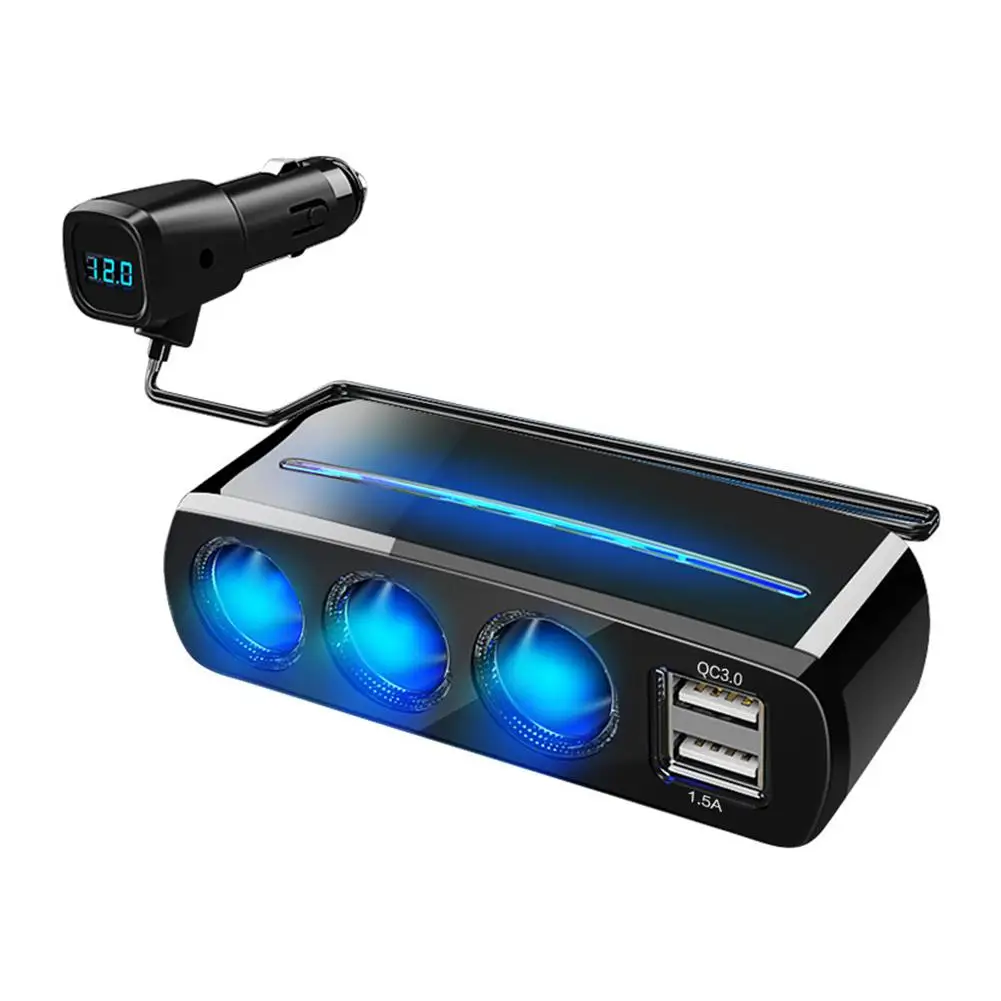 

Mini 3 Sockets Way Car Auto Cigarette Lighter / Splitter Power Adapter Dual 2 USB Car Charger For Samsung DVR GPS IPhone IPad