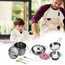 12 шт. Кухонные Игрушки из нержавеющей стали кастрюли для приготовления пищи, детские подарки для малышей, мини набор инструментов для ролевых игр