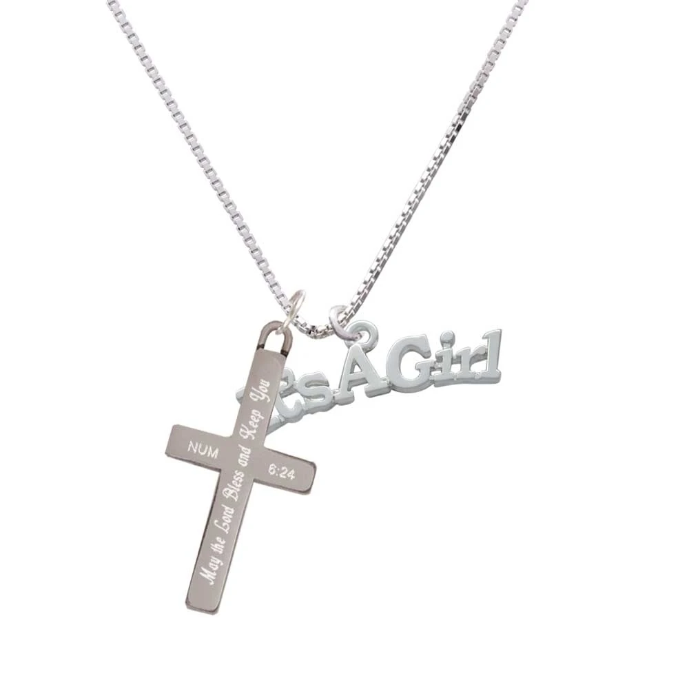 Large ''It's a Girl'' - Bless and Keep You Cross Necklace | Украшения и аксессуары