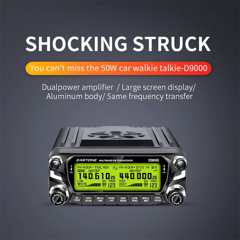 

D9000 Car Radio Walkie Talkie 50km Mobile Radio Station 50W UHF/VHF 136-174/400-520MHz Comunicador Two Way Radio HF Transceiver