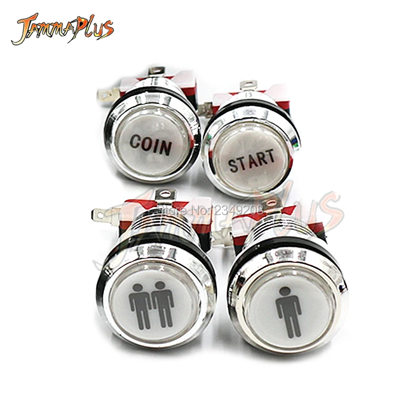 

32MM Chrome-plated Push Button 1P 2P COIN PAUSE EIXT SELECT Logo 12V illuminated Button Arcade Start Button