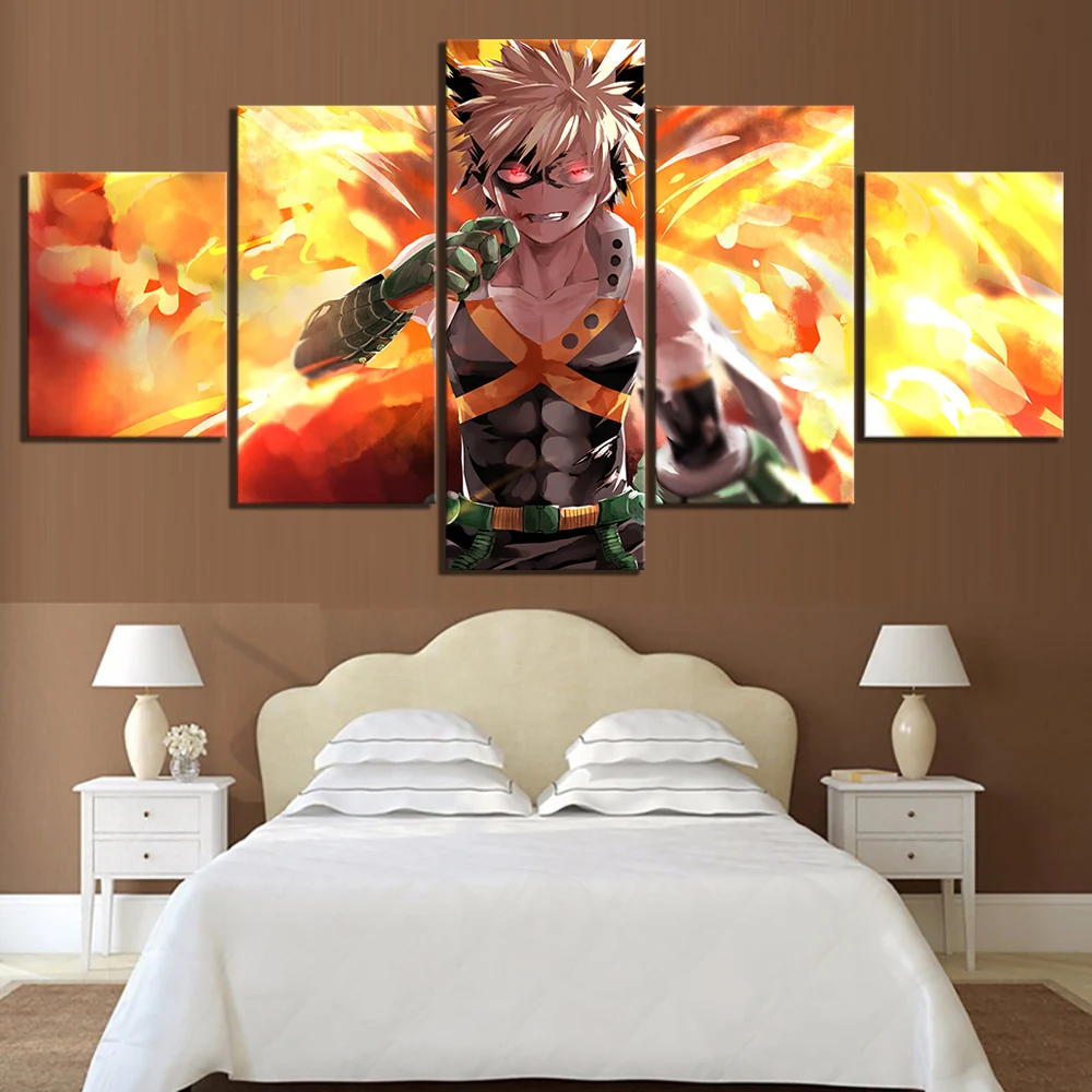 

5 Piece My Hero Academia Anime Canvas Printed Wall Pictures Home Decor Living Room Poster Fresco Posters Canvas Wholesale