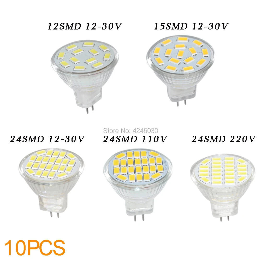 JYL 10pcs high power MR11 5730 SMD 12/15/24 LEDs Energy Saving LED Light Bulb Lamp Spotlight 1.6W 2W 3W DC12V AC12-24V 220V 110V | Освещение
